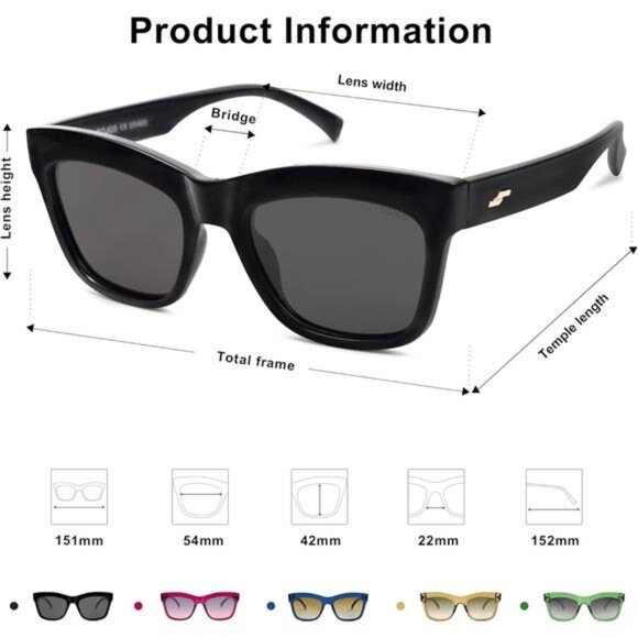 Cat Eye Polarized Sunglasses for Women Retro Trendy Bold Rectangular Sunnies
